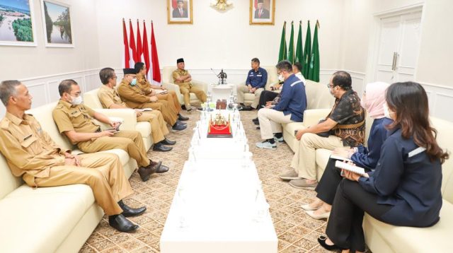 Kepala SKK Migas Anggono Manhendrawan dan dan General Manager KKKS Medco E&P Muhammad Zulkifli saat audiensi dengan Pj Bupati Musi Banyuasin Apriyadi Mahmud