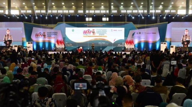 Presiden Jokowi menghadiri Puncak Peringatan HPN 2023, di Deli Serdang, Sumatera Utara, Kamis (09/02/2023). (Foto: Humas Setkab)